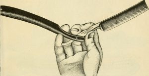 Illustration of hand holding razor